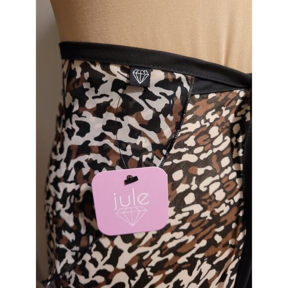 Jule Dancewear - Adult XL Leopard Print Ballet Wrap Skirt Chiffon Cotton Ribbons - Picture 5 of 7